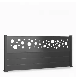 Kit Clôture aluminium Flex lames pleines sur platines avec Panneau Bulle