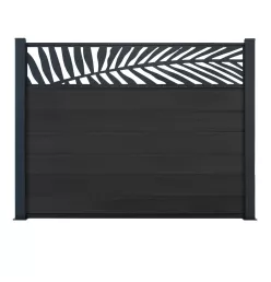 Kit Clôture composite Ness lames pleines sur platines avec Panneau Feuille